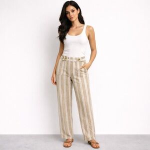 Derek Heart straight leg Medium pull-on pants Casual Vacation Effortless Striped